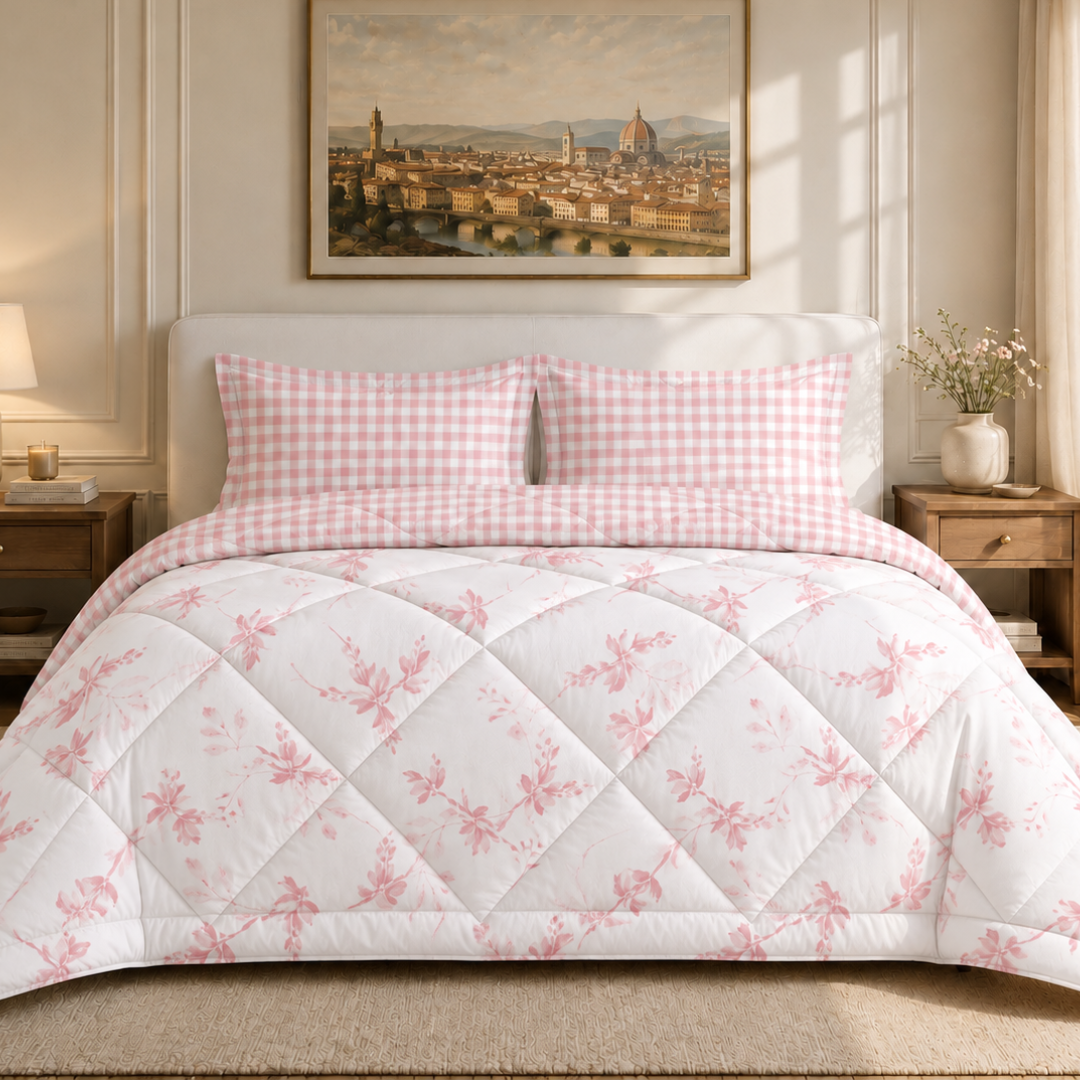 Florence comforter (White and Pink)