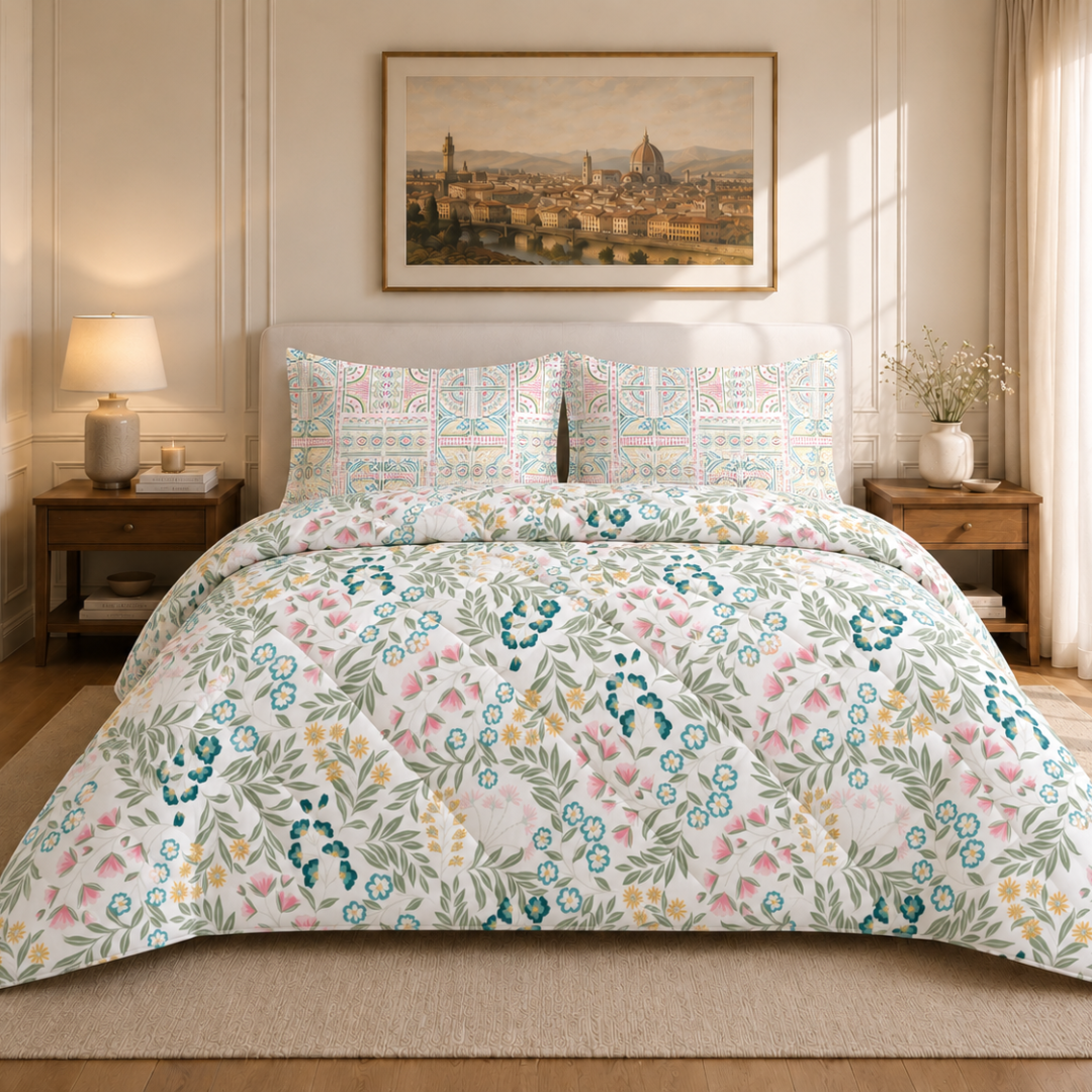 Florence comforter (White and green)