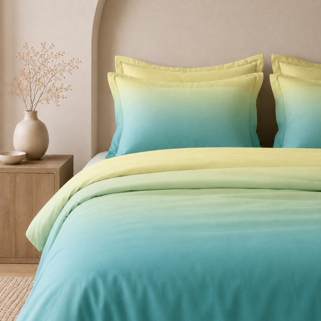 Digital Ombre Bedsheet (Teal Yellow) - Image 2