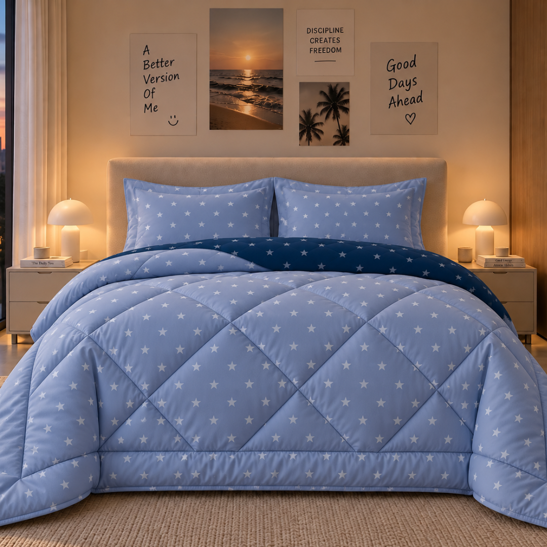 Stellar comforter (Powder blue and blue)