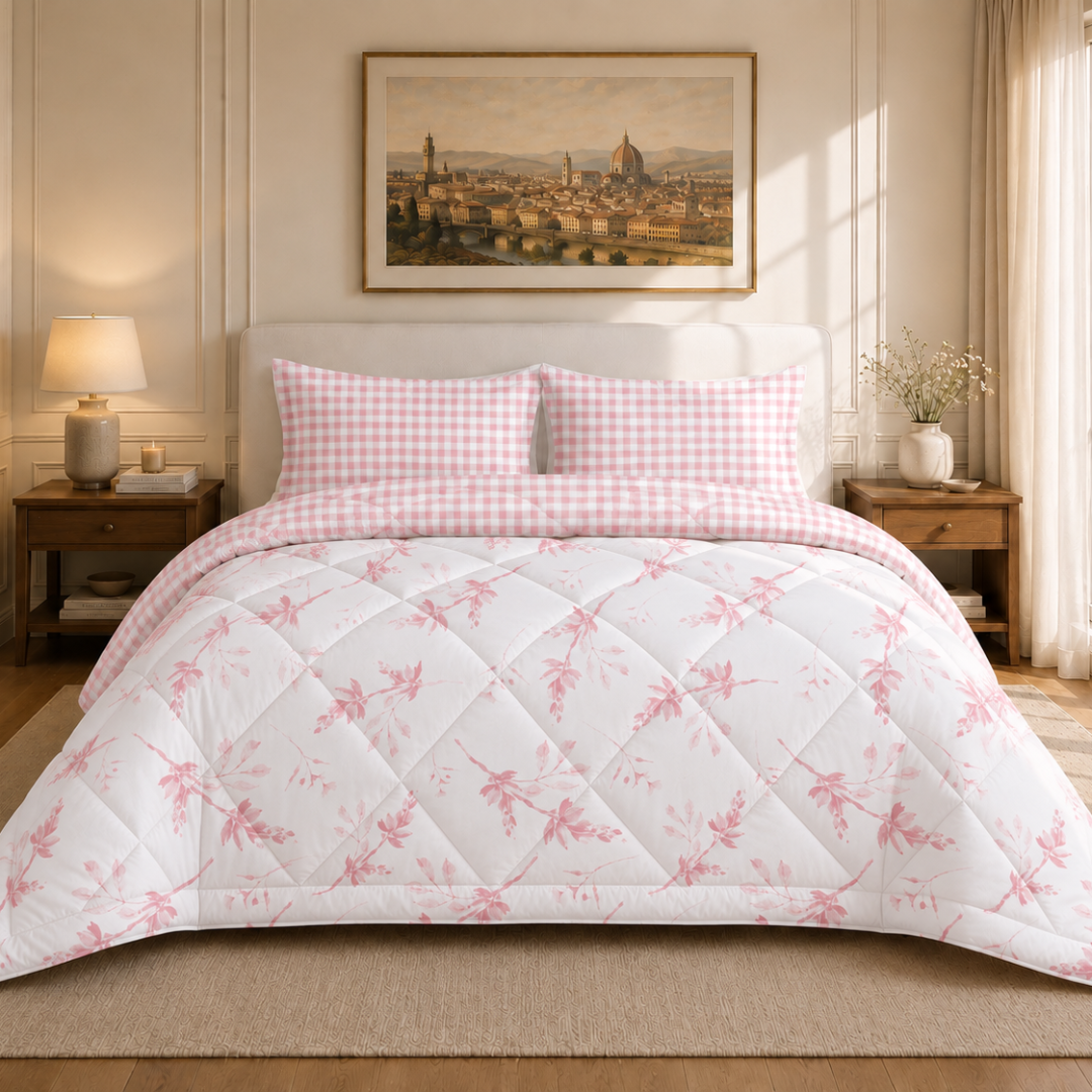 Florence comforter (White and Pink) - Image 3