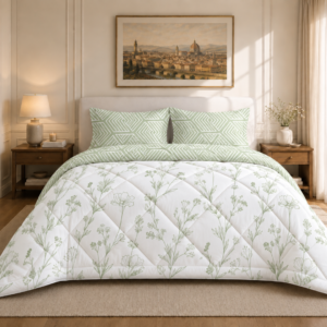Florence comforter (White and sage green)