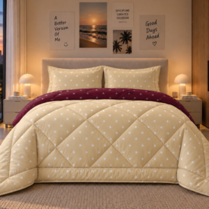 Stellar comforter (Yellow and maroon)