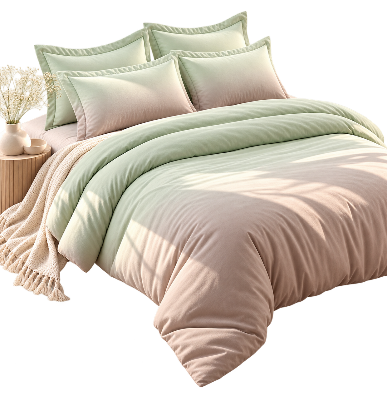 Pastel Ombre Bedding with Knit Throw d1f3038a 656c 4fe9 b98d d2d8b590cc92